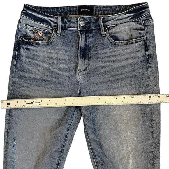 Driftwood x Free People Women’s Sz 28 Embroidered Gizelle Denim Jeans Stretch - Picture 11 of 14